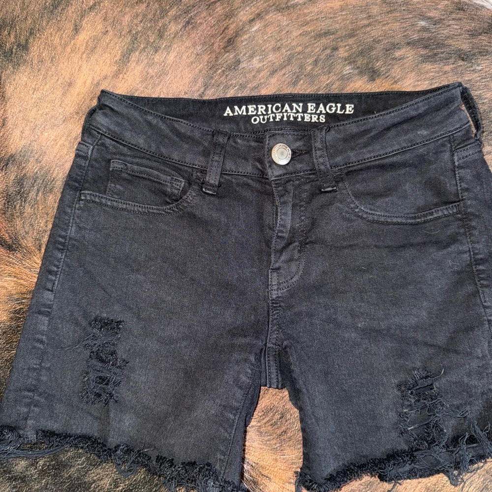 American Eagle Outfitters Black Distressed Women's Shorts